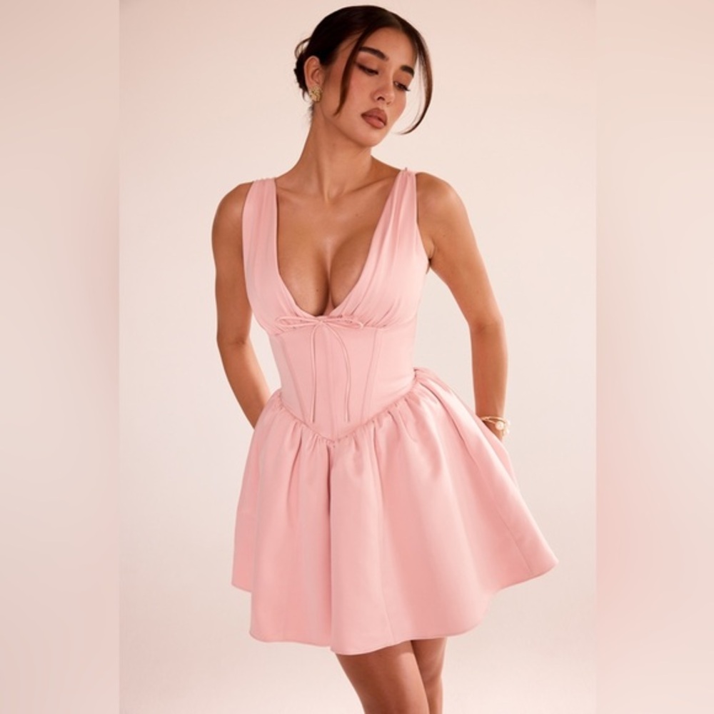 House of CB Emmeliette Powder Pink Satin Mini Dress